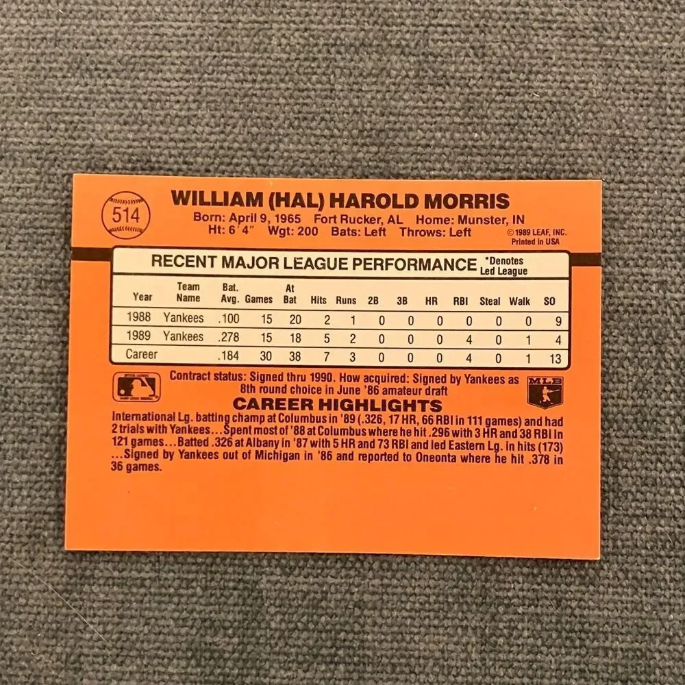 1990 Donruss New York Yankees Baseball Card Trading Card